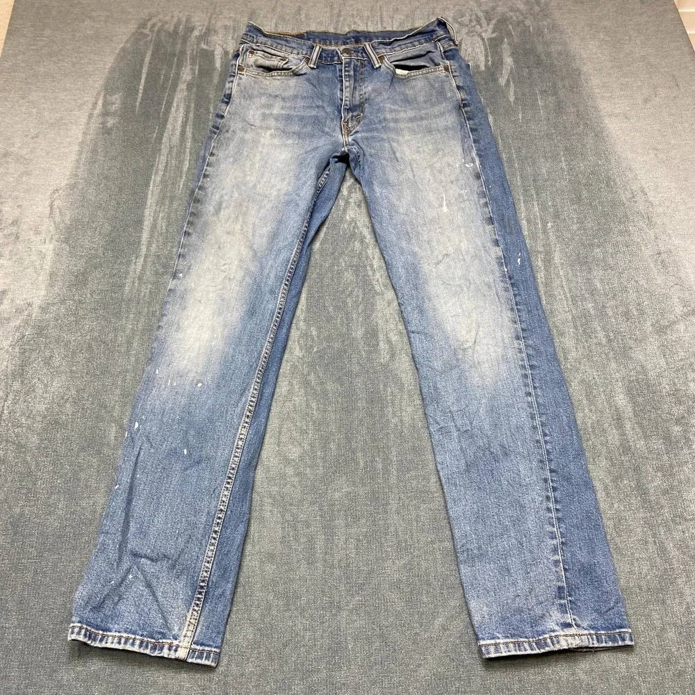 Levi's 514 Jeans Men 30x32 Blue Denim Light Wash Everyday Wear Straight Fit Cozy